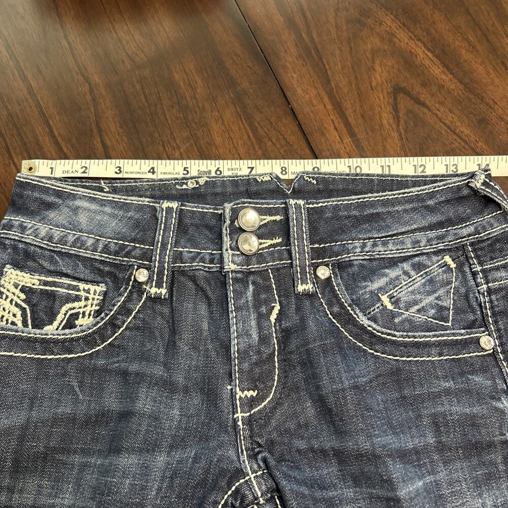 Vigoss The Dublin Denim Trendy Shorts Thick Stick Rhinestones Waist 25 Length 5 - Picture 7 of 7